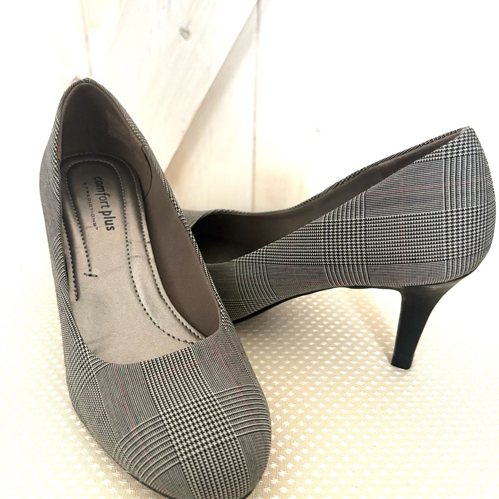 Comfort Plus plaid gray (black/white/red) Karmen pumps 6